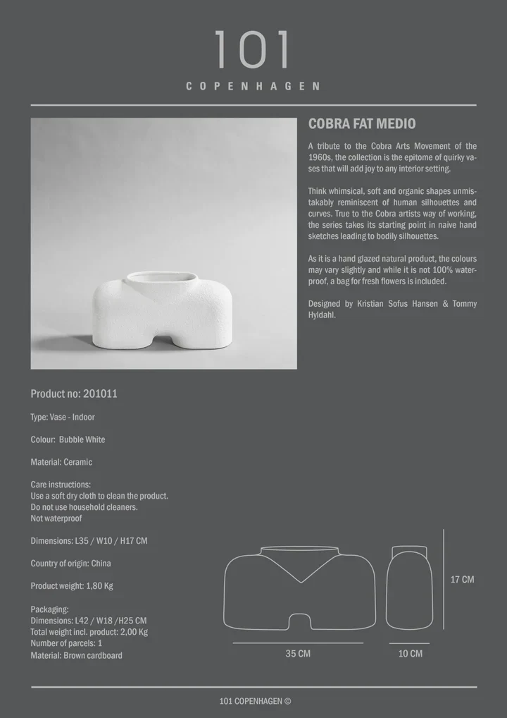Cobra Vase Fat Medio Bubble White - Image 7