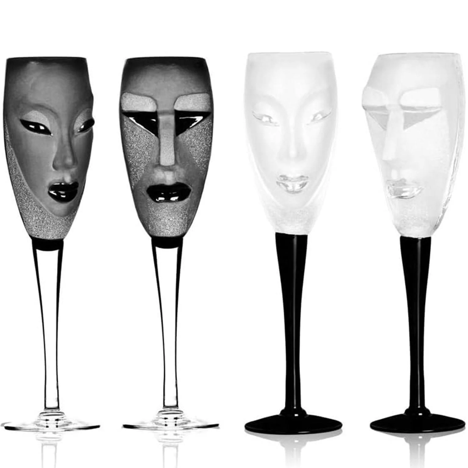 Maleras Crystal Champagne Glass Kubik Black MASQ Tableware - Image 6