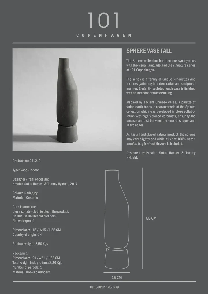 Sphere Vase Tall Dark Grey - Image 5